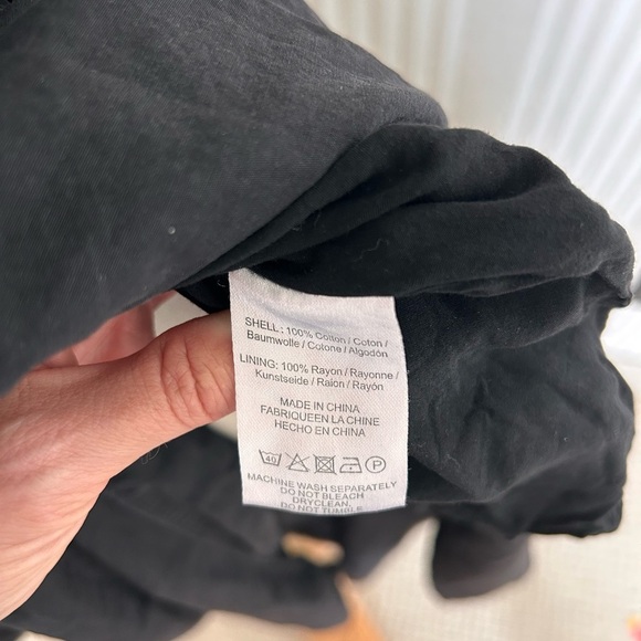 Sau Lee Brielle Midi Dress Black 100% Cotton Smock Waist V-Neck Back Zipper Sz 8 - Picture 10 of 12